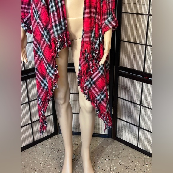 𝅺KRACY Kat Plaid/Fringe Open Cardigan. NWT Size Small. - Picture 10 of 13